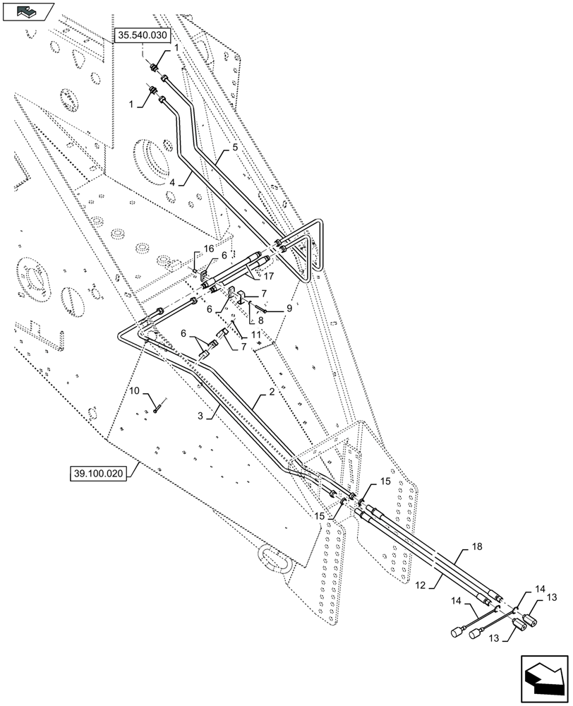 Схема запчастей Case IH LB324P - (35.580.010) - BALE EJECTOR, HYDRAULIC , FRONT (35) - HYDRAULIC SYSTEMS