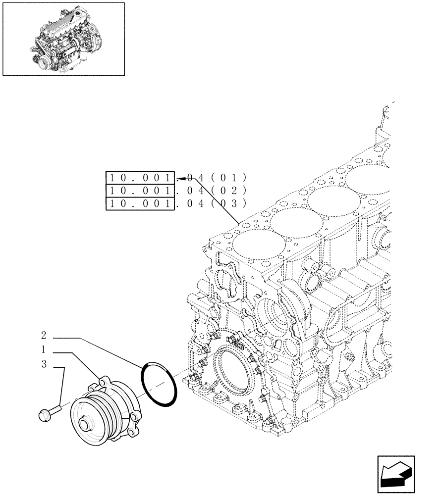 Схема запчастей Case IH 8010 - (10.402.01[01]) - WATER PUMP - 7010 (10) - ENGINE