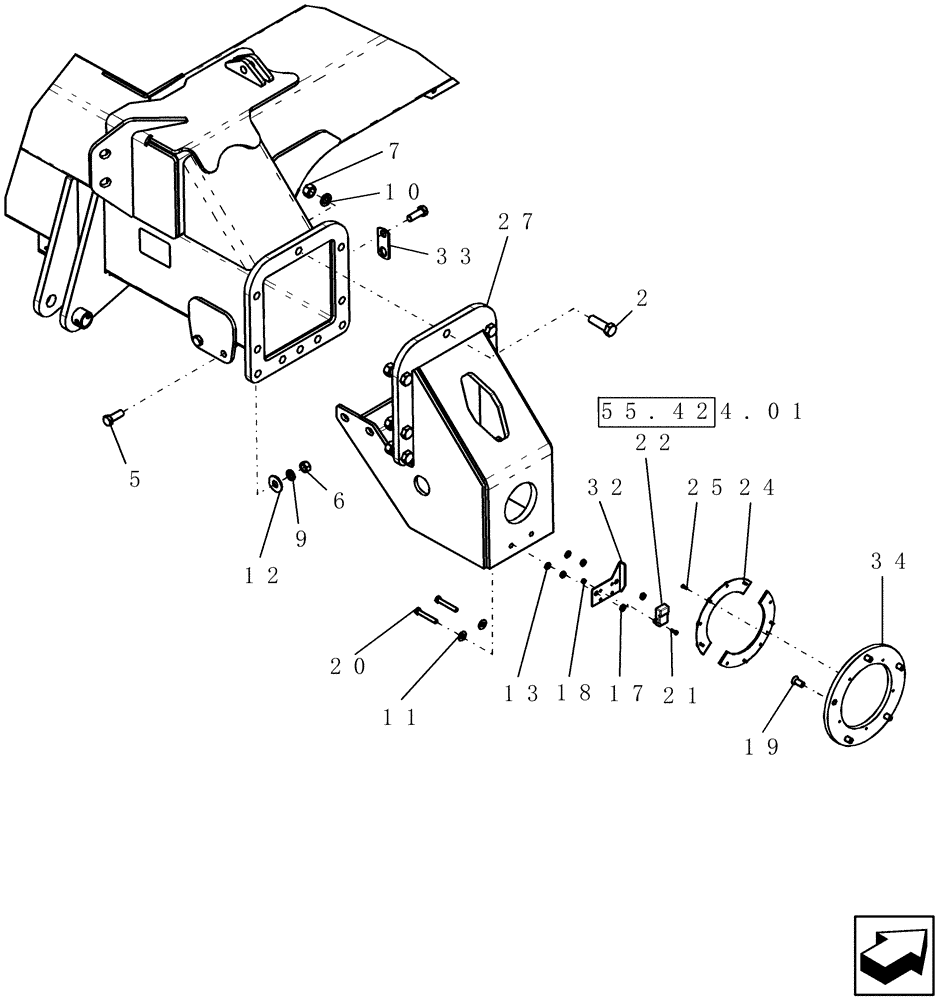 Схема запчастей Case IH 2330 - (44.151.01) - RIGHT REAR AXLES (44) - WHEELS