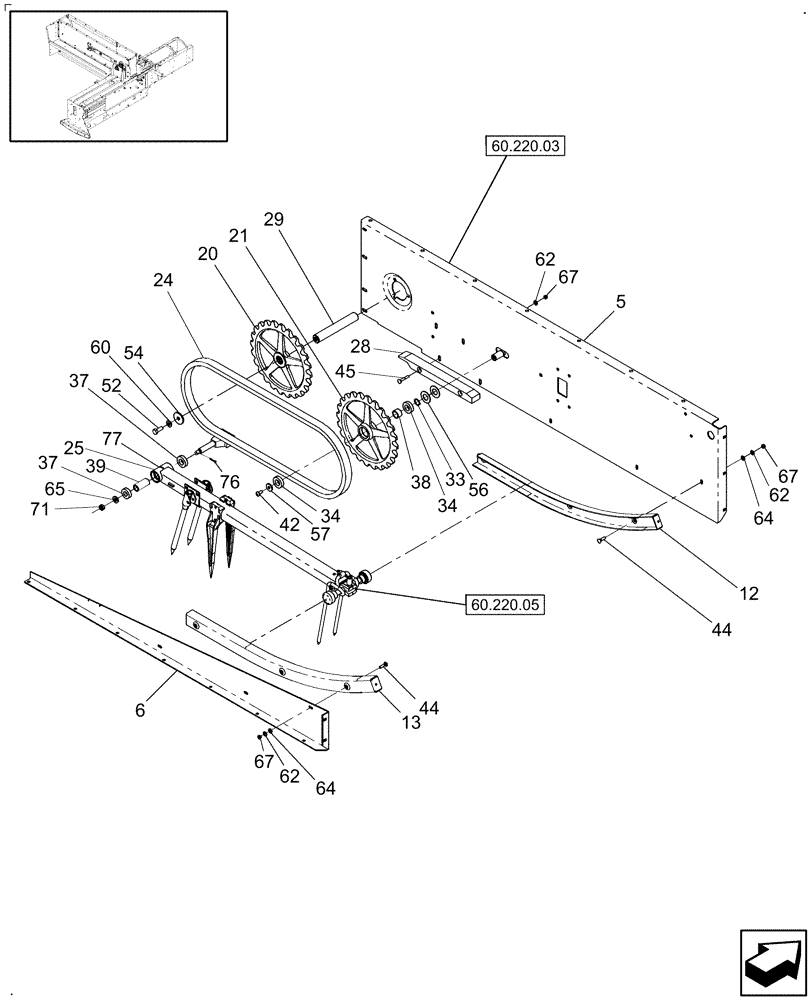 Схема запчастей Case IH SB521 - (60.220.04) - FEEDER, FINGER BAR DRIVE (60) - PRODUCT FEEDING