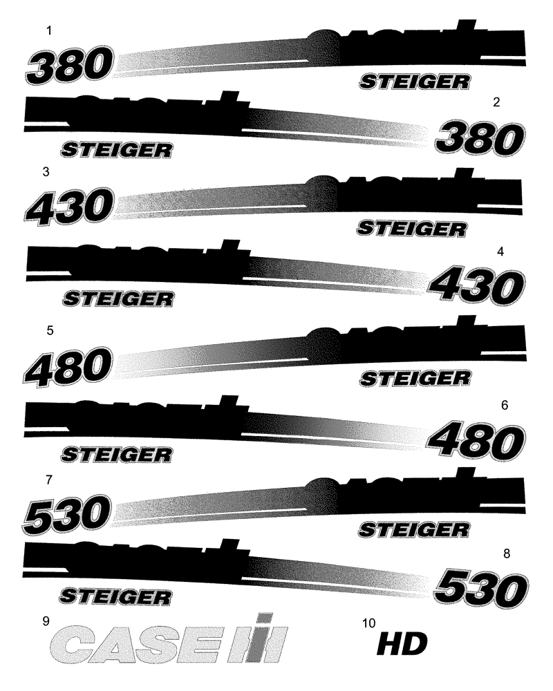 Схема запчастей Case IH STEIGER 380 - (09-63[01]) - DECALS, HOOD, WHEEL TRACTOR, ASN Z6F105001 (09) - CHASSIS