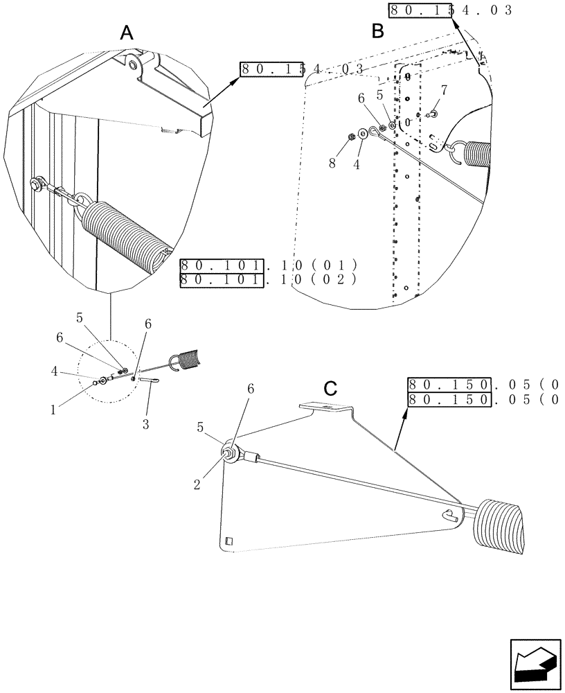 Схема запчастей Case IH 7010 - (80.101.26) - AUGER SPRING & CABLE, BUBBLE-UP AUGER DRIVE (80) - CROP STORAGE/UNLOADING