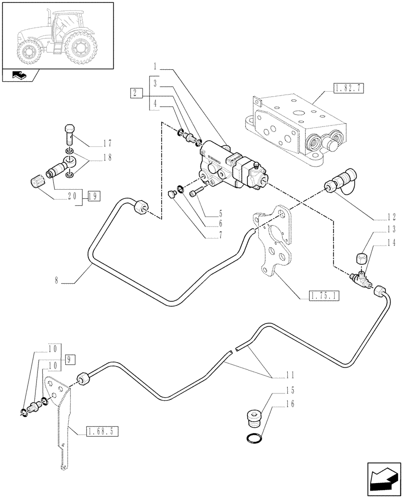 Схема запчастей Case IH PUMA 140 - (1.82.714[01]) - UNIVERSAL TRAILER BRAKE VALVE - VALVE AND PIPES - C5833 (VAR.330718) (07) - HYDRAULIC SYSTEM