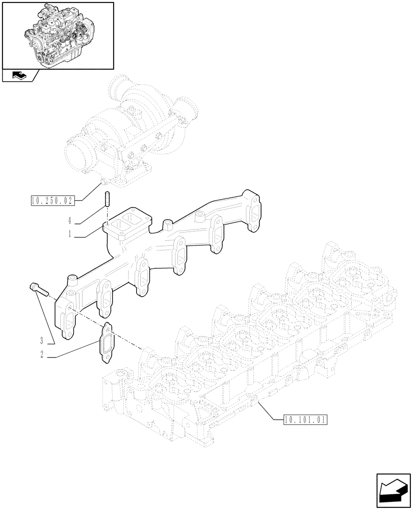 Схема запчастей Case IH F4GE9684R J603 - (10.254.05) - EXHAUST MANIFOLD (2852897) 