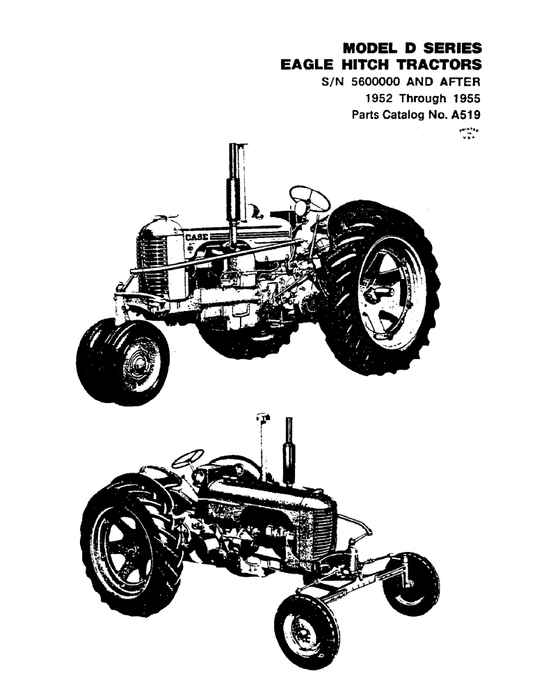 Схема запчастей Case IH DC-SERIES - (001) - MODEL D SERIES EAGLE HITCH TRACTORS (00) - PICTORIAL INDEX