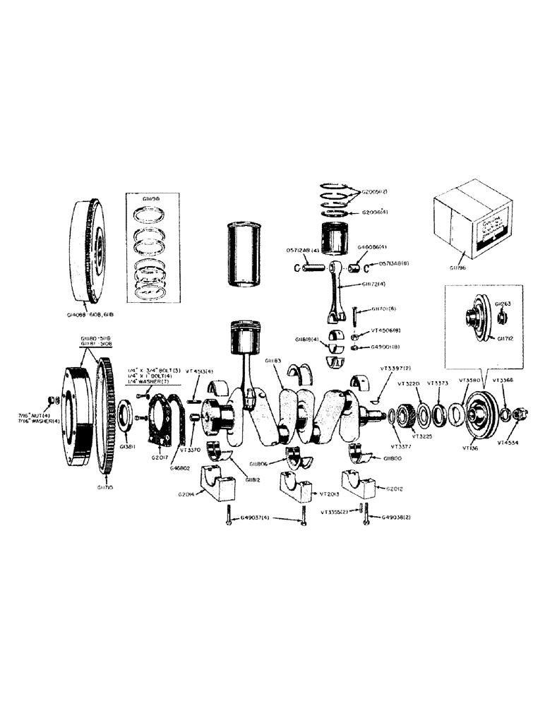 Схема запчастей Case IH 500B-SERIES - (010) - CRANKSHAFT, FLYWHEEL, PISTONS AND RODS (02) - ENGINE
