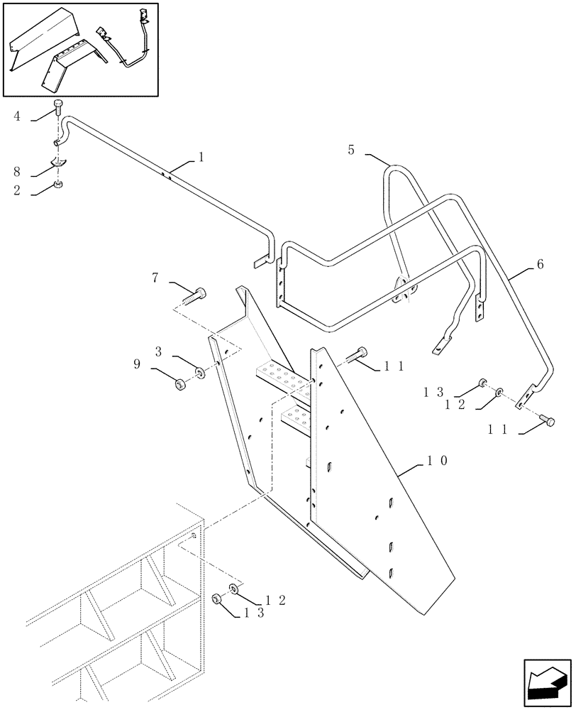 Схема запчастей Case IH LBX331P - (08.013[01]) - LADDER AND HAND-RAIL FOR MAINTENANCE (08) - SHEET METAL/DECALS