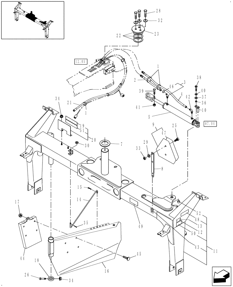 Схема запчастей Case IH DC162F - (12.08) - TRAILFRAME, REAR (12) - MAIN FRAME