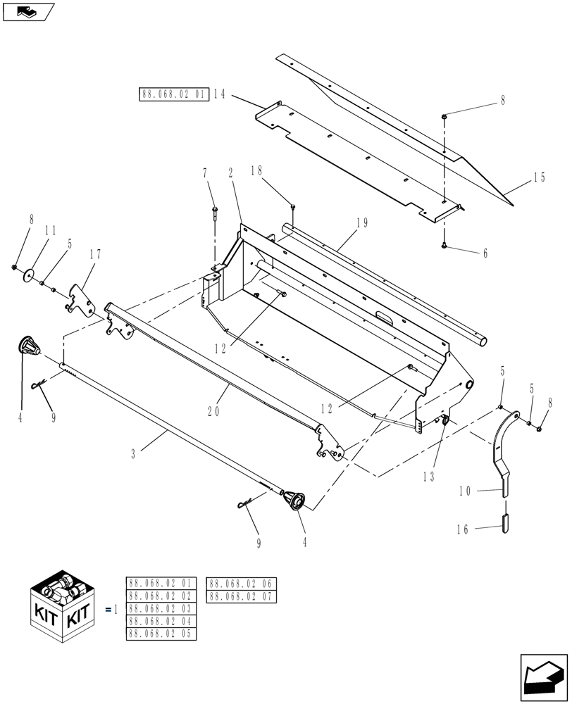 Схема запчастей Case IH RB455A - (88.068.02[02]) - DIA KIT, DELUXE NET, STATIONARY ROLL & BRAKE TENSION (88) - ACCESSORIES