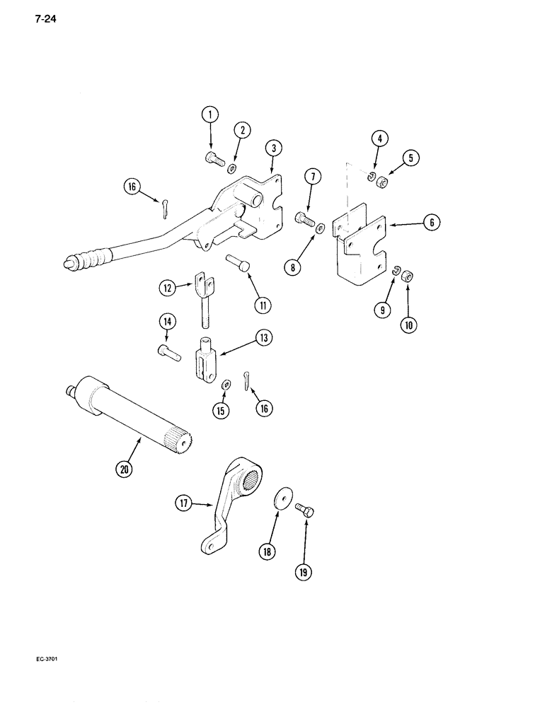 Схема запчастей Case IH 995 - (7-24) - PARK BRAKE LINKAGE, MFD ORCHARD TRACTOR (07) - BRAKES