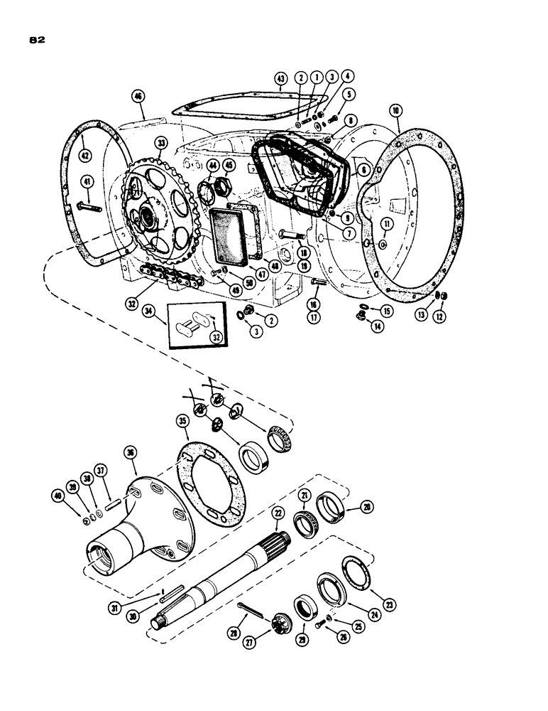 Схема запчастей Case IH 930-SERIES - (082) - TRANSMISSION CASE AND REAR AXLES (06) - POWER TRAIN