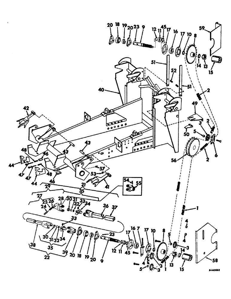 Схема запчастей Case IH 234 - (A-02) - BASIC CORN HARVESTER, MAIN FRAME AND MAIN DRIVE JACKSHAFT (58) - ATTACHMENTS/HEADERS