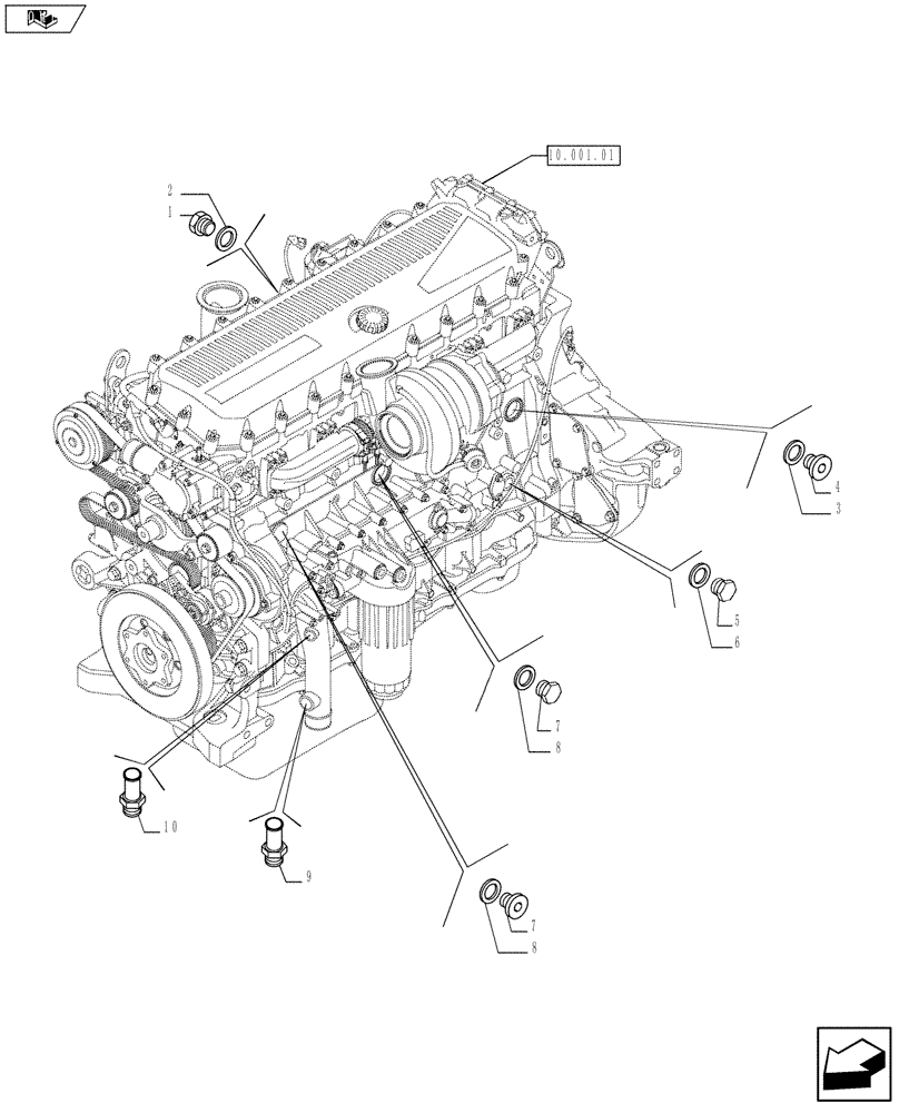 Схема запчастей Case IH F3BFE613C A006 - (10.402.01[01]) - PIPING - ENGINE COOLING SYSTEM (504057436/441 - 504031565/67 - 504069778 - 504236475 - 504060059/53) (10) - ENGINE