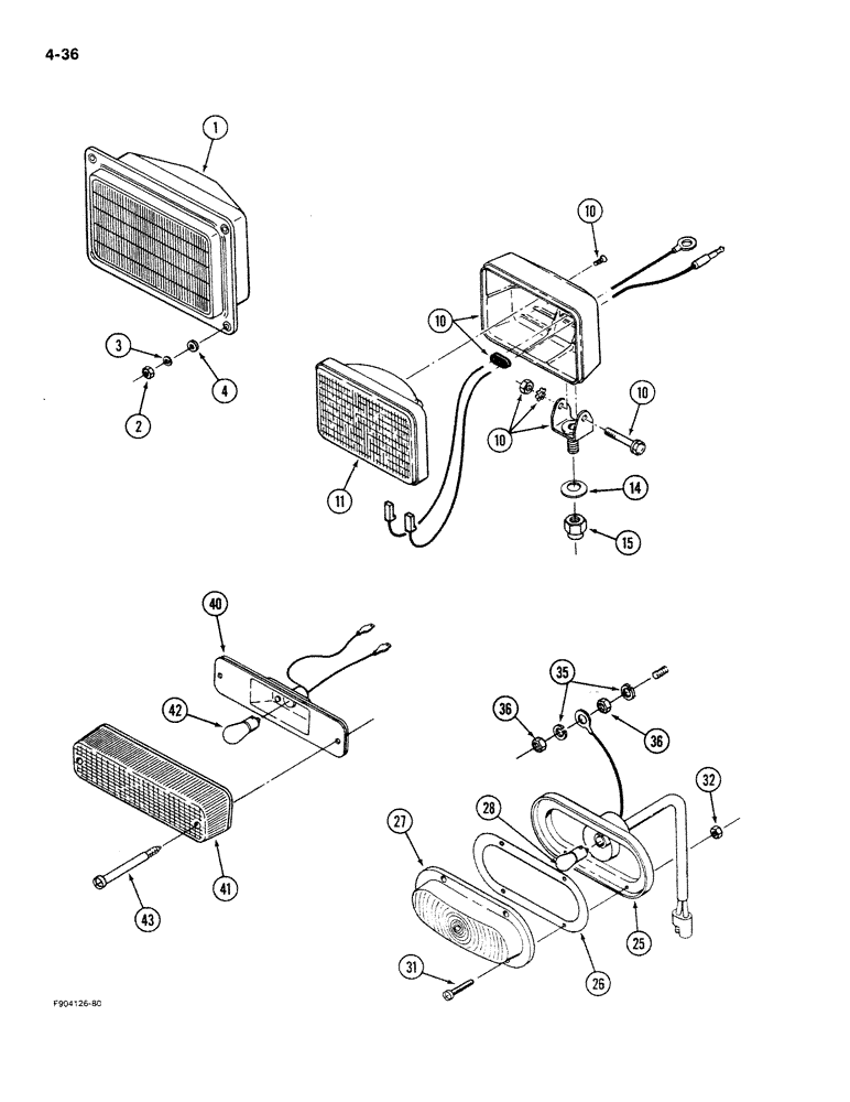 Схема запчастей Case IH 9270 - (4-36) - LIGHTS, HEAD LAMP ASSEMBLY (04) - ELECTRICAL SYSTEMS