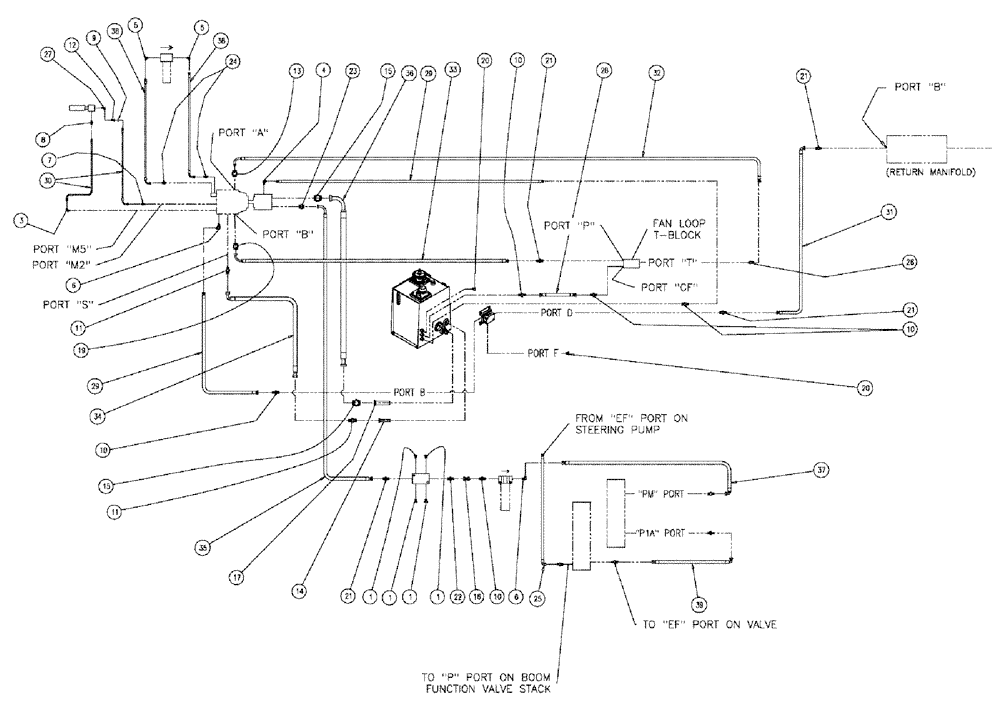 Схема запчастей Case IH 810 - (06-002) - FITTING GROUP, 4 WHEELER Hydraulic Plumbing
