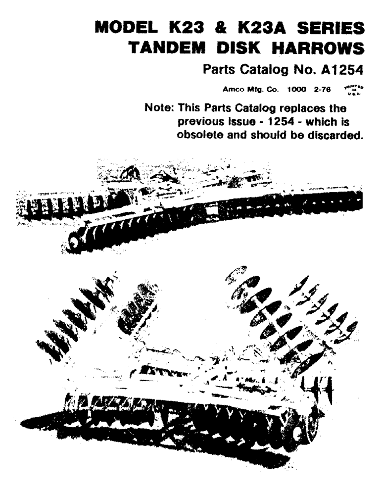 Схема запчастей Case IH K23 - (01-1) - MODEL K23 & K23A SERIES TANDEM DISK HARROWS 