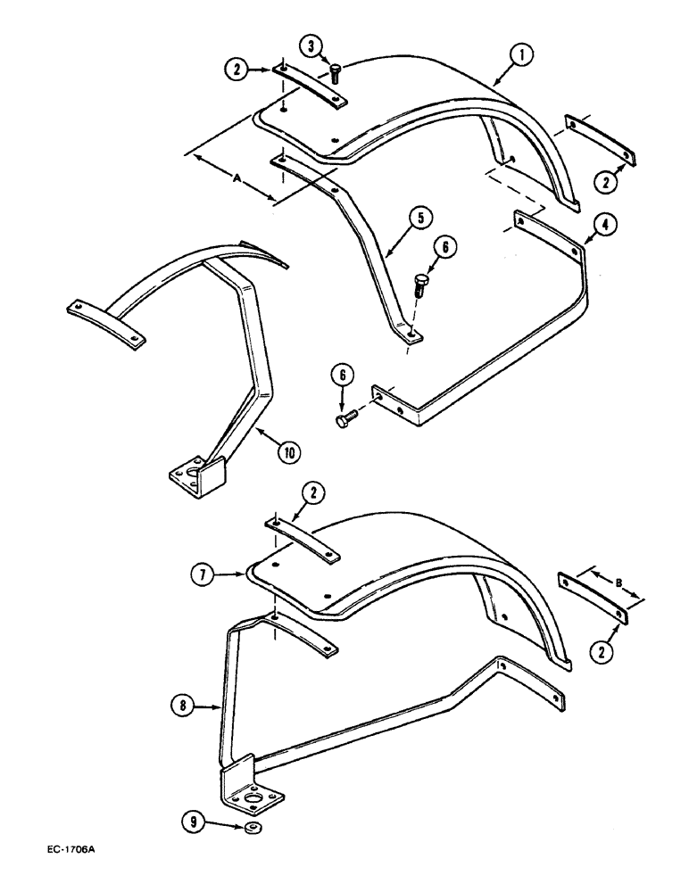 Схема запчастей Case IH 633 - (9-624) - FRONT SPLASH SHIELDS (09) - CHASSIS/ATTACHMENTS