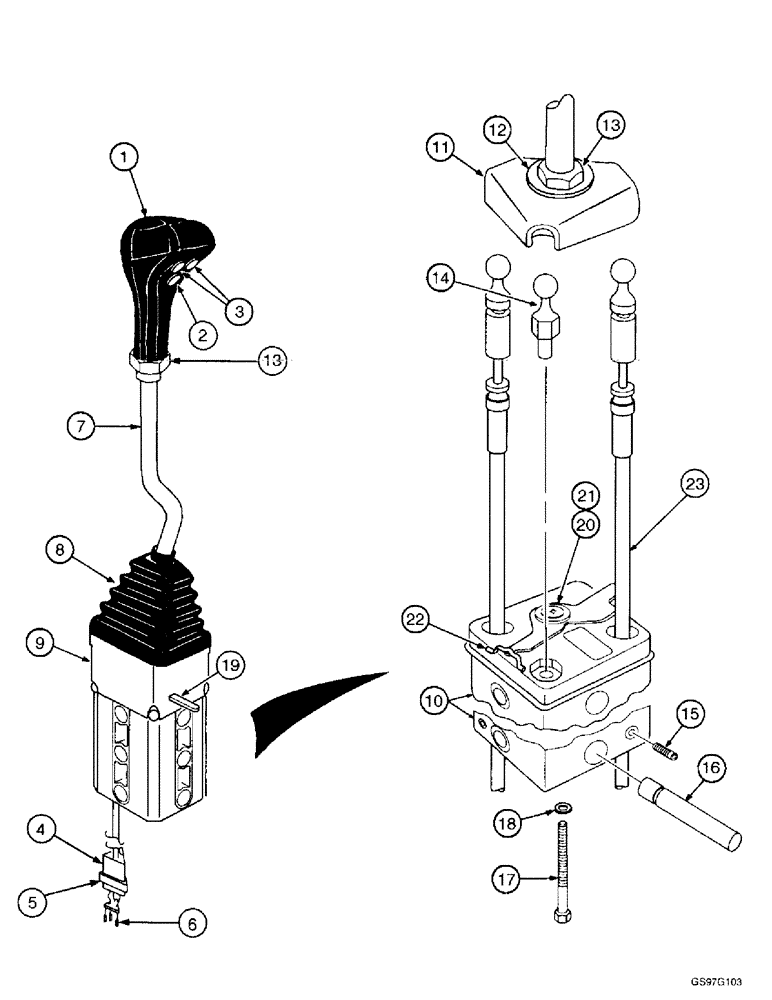 Схема запчастей Case IH L400 - (8-38) - CONTROL ASSEMBLY, 3 FUNCTION, C50, C60 (08) - HYDRAULICS
