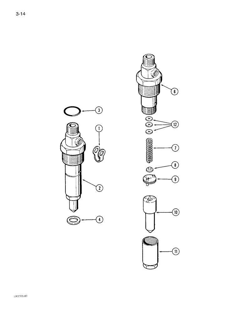 Схема запчастей Case IH 1822 - (3-14) - FUEL INJECTION NOZZLE 6TA-590 ENGINE (02) - FUEL SYSTEM