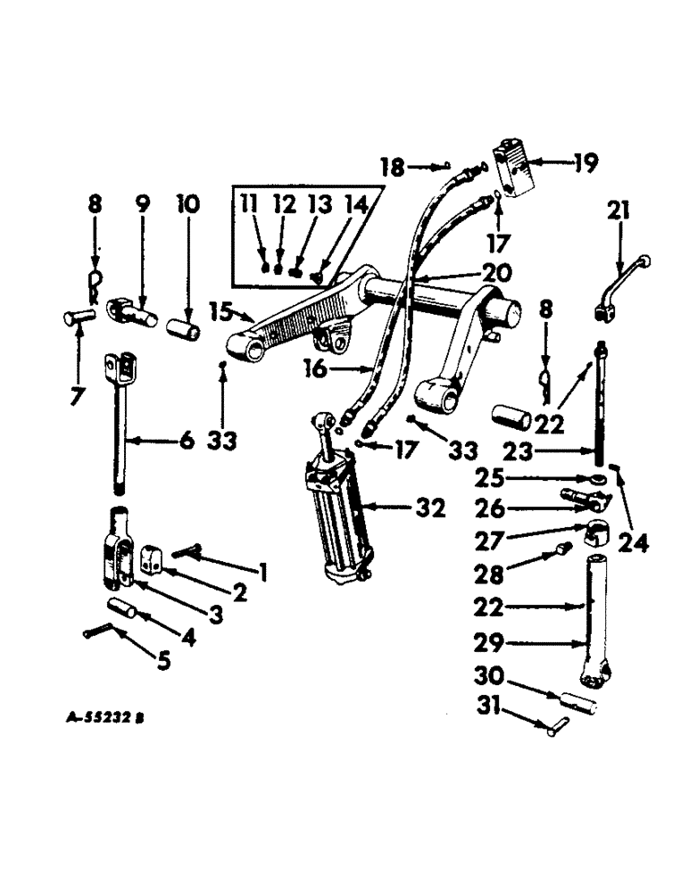 Схема запчастей Case IH 460 - (205) - DRAWBARS & HITCHES, ROCKSHAFT, LIFT & LEVELING LINK, HYDRAULIC CYLINDER & CONNECTIONS Drawbar & Hitches