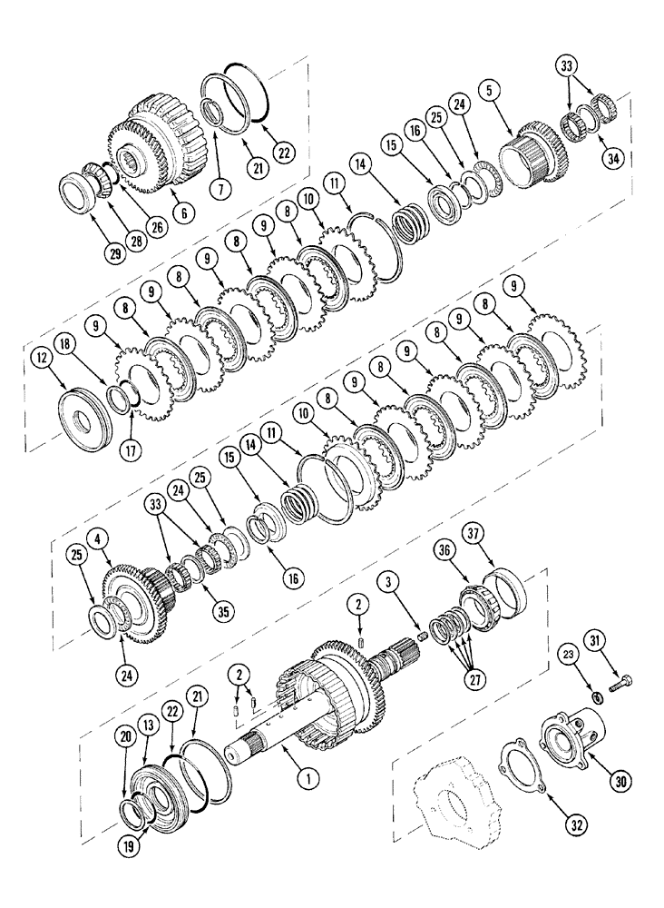 Схема запчастей Case IH MX120 - (06-02) - SPEED TRANSMISSION - INPUT SHAFT - POWERSHIFT (06) - POWER TRAIN