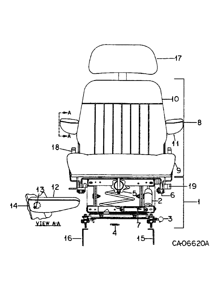 Схема запчастей Case IH 4586 - (13-19) - CAB AND SUPERSTRUCTURE, DELUXE SWIVEL SEAT, 4586 TRACTOR (05) - SUPERSTRUCTURE