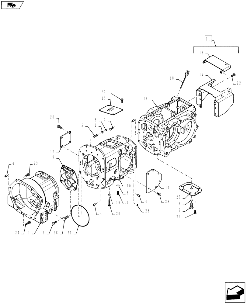 Схема запчастей Case IH FARMALL 50B - (21.118.03) - TRANSMISSION CASE - HST (21) - TRANSMISSION