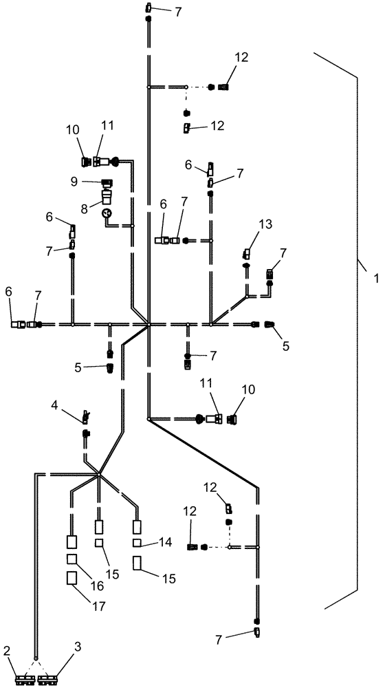 Схема запчастей Case IH 1250 - (55.100.11[02]) - ELECTRICAL - HARNESS, TOOLBAR 87682743 - 24 ROW ASN Y9S007001 (55) - ELECTRICAL SYSTEMS
