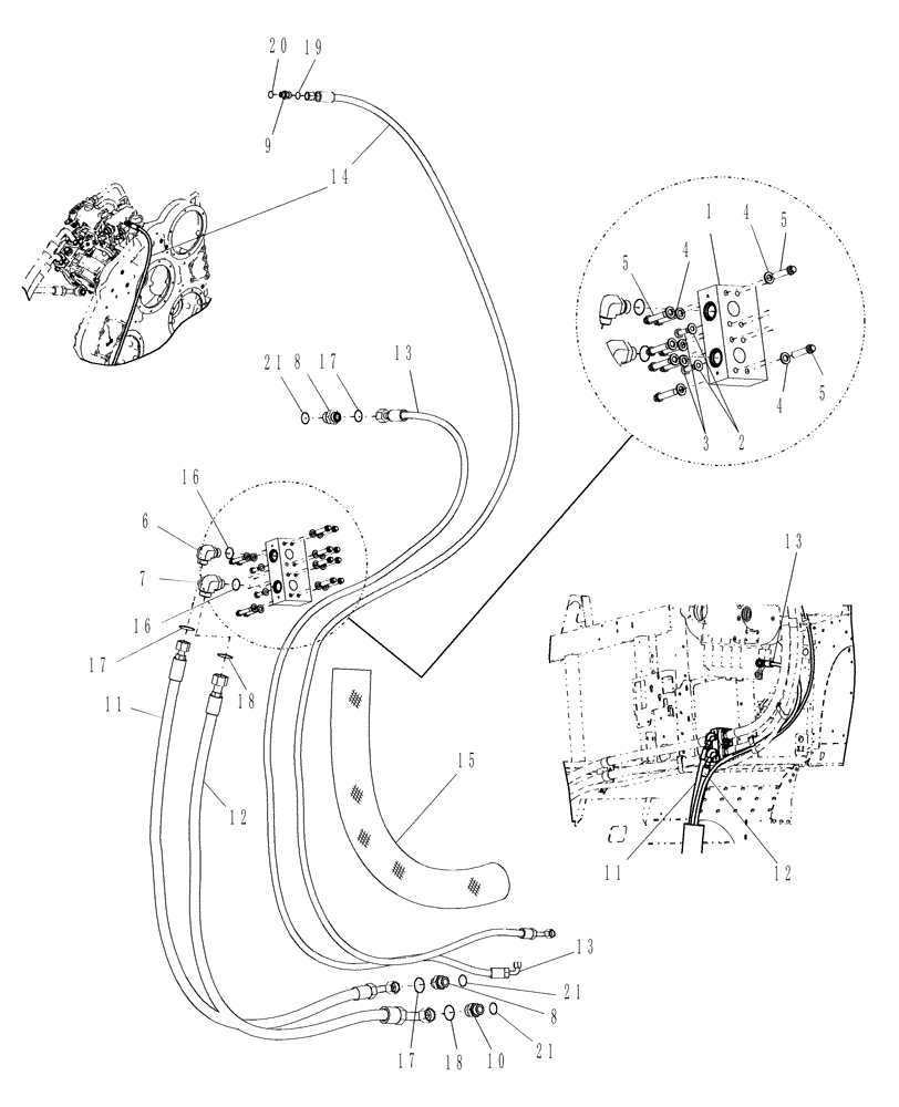 Схема запчастей Case IH AFX8010 - (D.14.C.36[1]) - HYDRAULIC LINES, POWERED REAR AXLE D - Travel