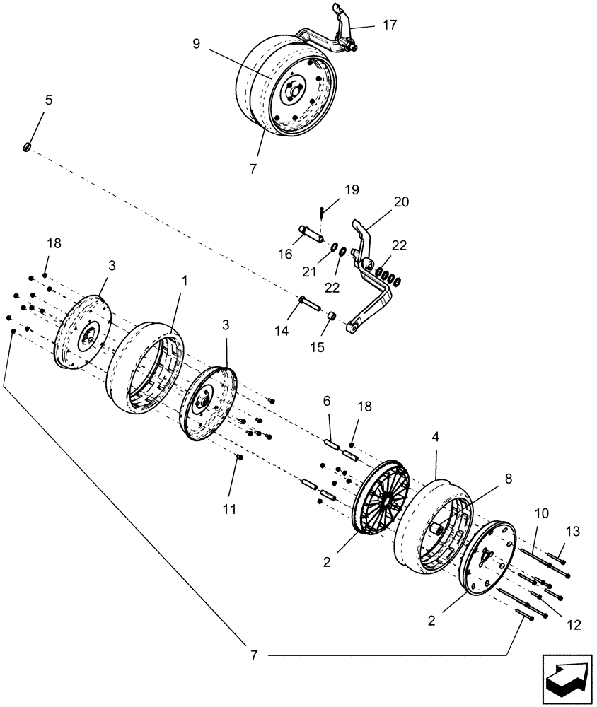 Схема запчастей Case IH 1230 - (75.200.01[02]) - DUAL GAUGE WHEEL ATTACHMENT - ASN Y9S007001 (75) - SOIL PREPARATION