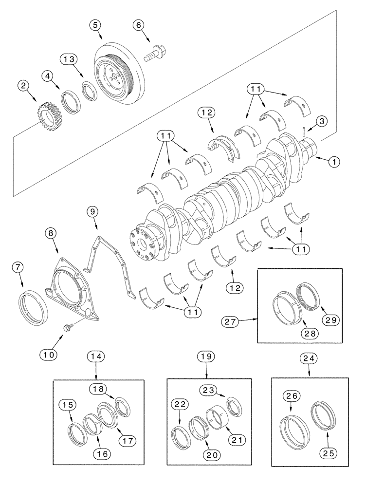 Схема запчастей Case IH FLX3300B - (02-019) - CRANKSHAFT (FLX3300B CASE ENGINE) (01) - ENGINE
