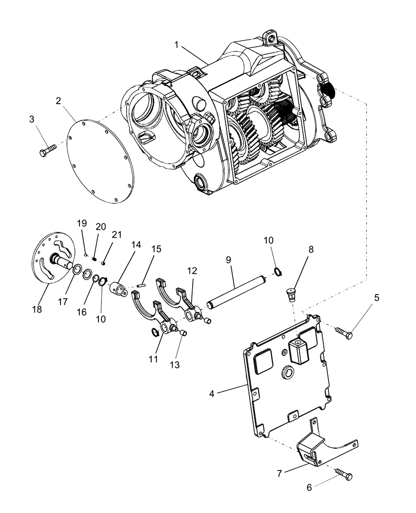 Схема запчастей Case IH AFX8010 - (K.40.C.44[1]) - SHIFTING COMPONENTS, ROTOR GEARBOX K - Crop Processing