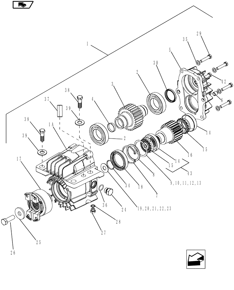 Схема запчастей Case IH MAGNUM 180 - (23.304.01) - GEARBOX, MFD DROPBOX (23) - FOUR WHEEL DRIVE SYSTEM