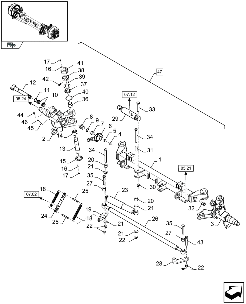 Схема запчастей Case IH LB333R - (05.26[01]) - LARGE STEERED TANDEM AXLE, HYDRAULIC BRAKE, REAR, CENTRE - NOT FOR NA (05) - AXLE