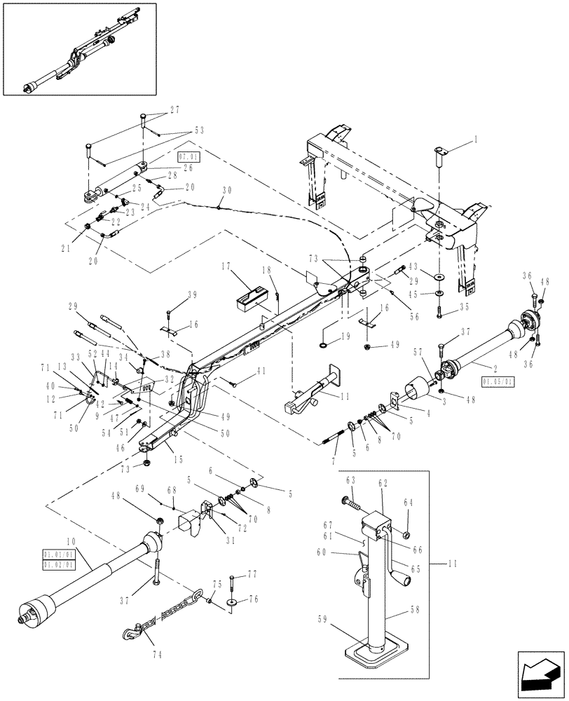 Схема запчастей Case IH DC92 - (12.01) - TONGUE (12) - MAIN FRAME