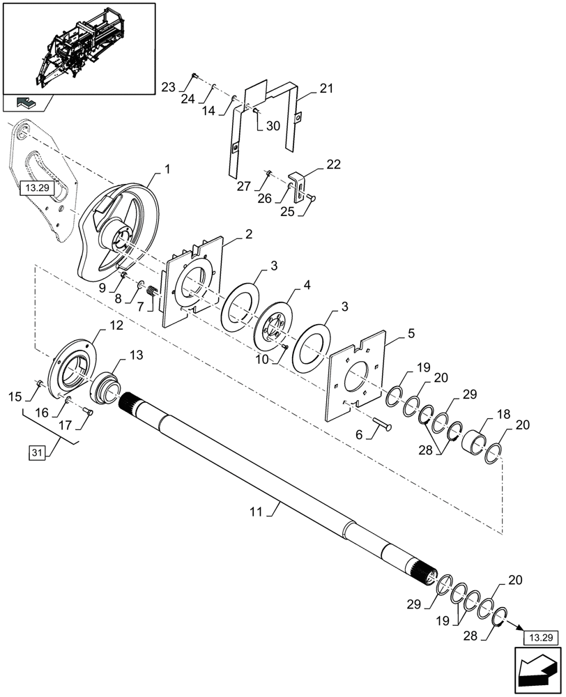 Схема запчастей Case IH LB433R - (13.30[01]) - SHUTTLE FEEDER TRANSMISSION (13) - FEEDER