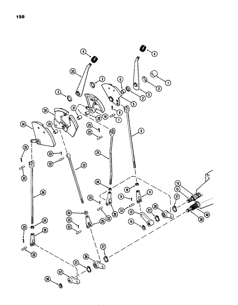 Схема запчастей Case IH 770 - (156) - GEAR AND RANGE SHIFT LINKAGE, MECHANICAL SHIFT (06) - POWER TRAIN