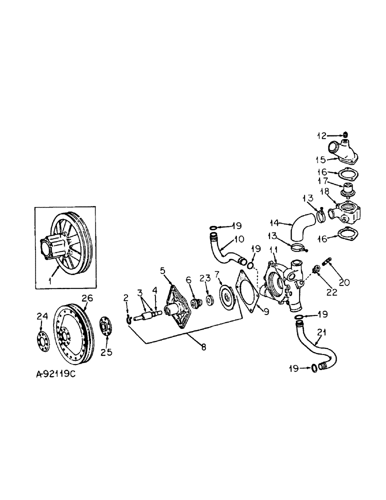 Схема запчастей Case IH V-392 - (C-06) - THERMOSTAT AND WATER PUMP 