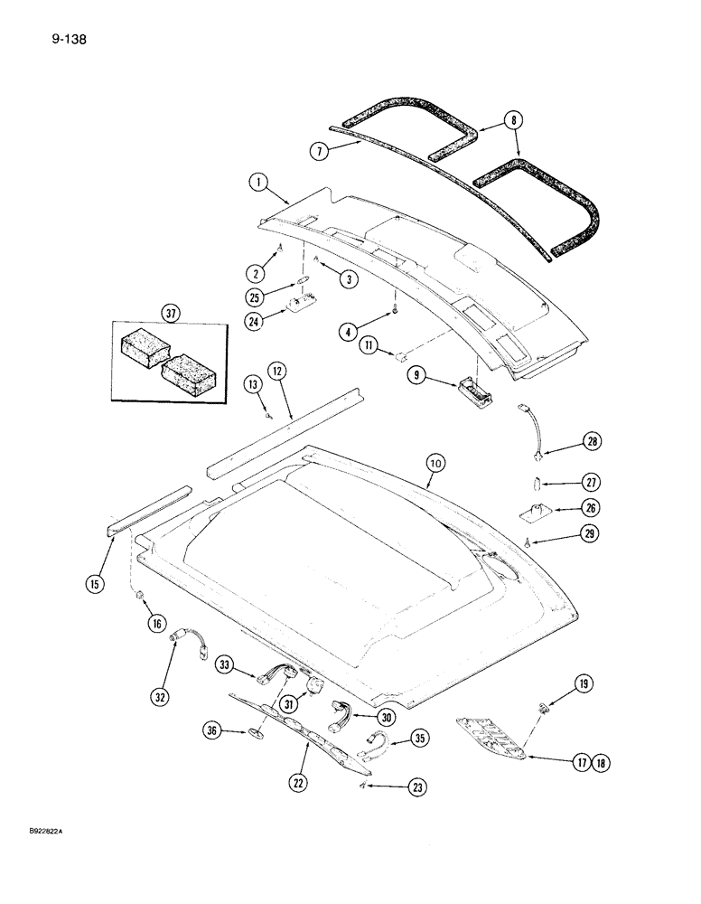 Схема запчастей Case IH 7150 - (9-138) - CAB, HEADLINER AND CONTROL PANEL (09) - CHASSIS/ATTACHMENTS