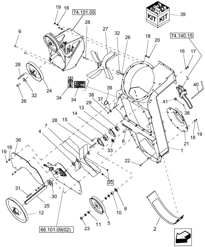 Схема запчастей Case IH 7230 - (74.140.05) - TAILINGS PROCESSOR HOUSING ASSEMBLY (74) - CLEANING