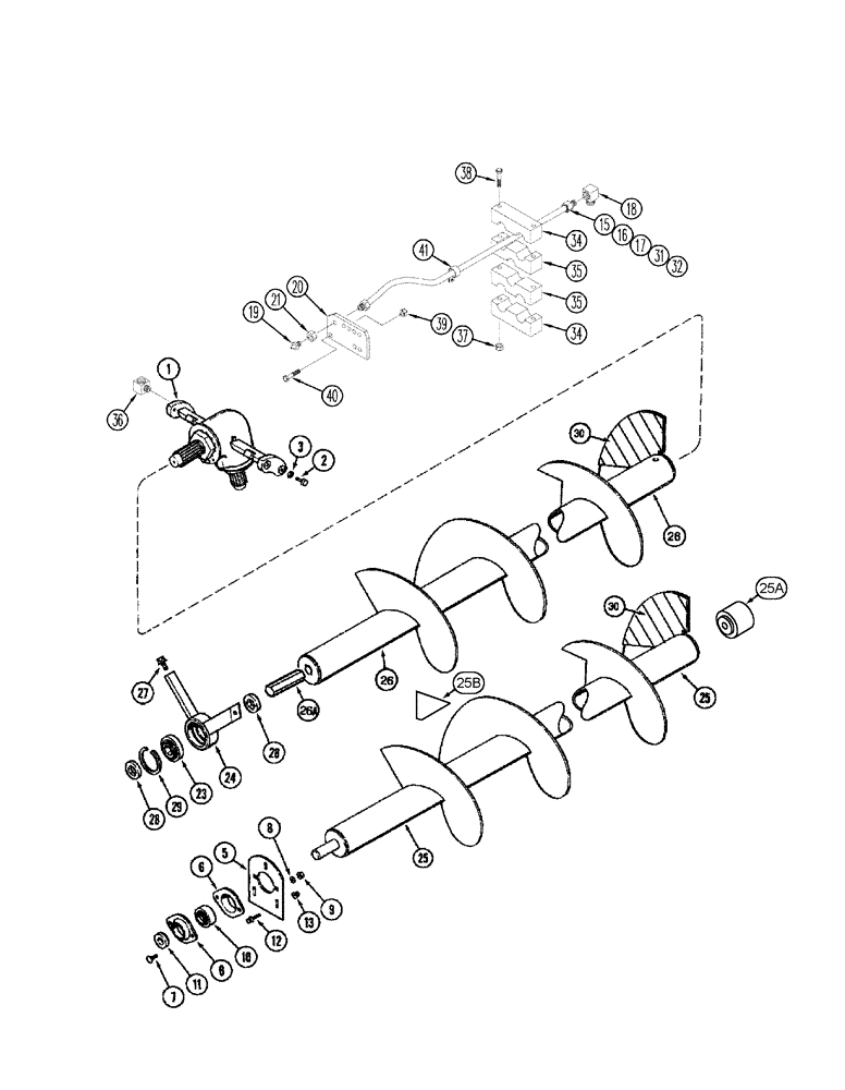 Схема запчастей Case IH 2388 - (09E-12) - UNLOADER - AUGER, UPPER (17) - GRAIN TANK & UNLOADER