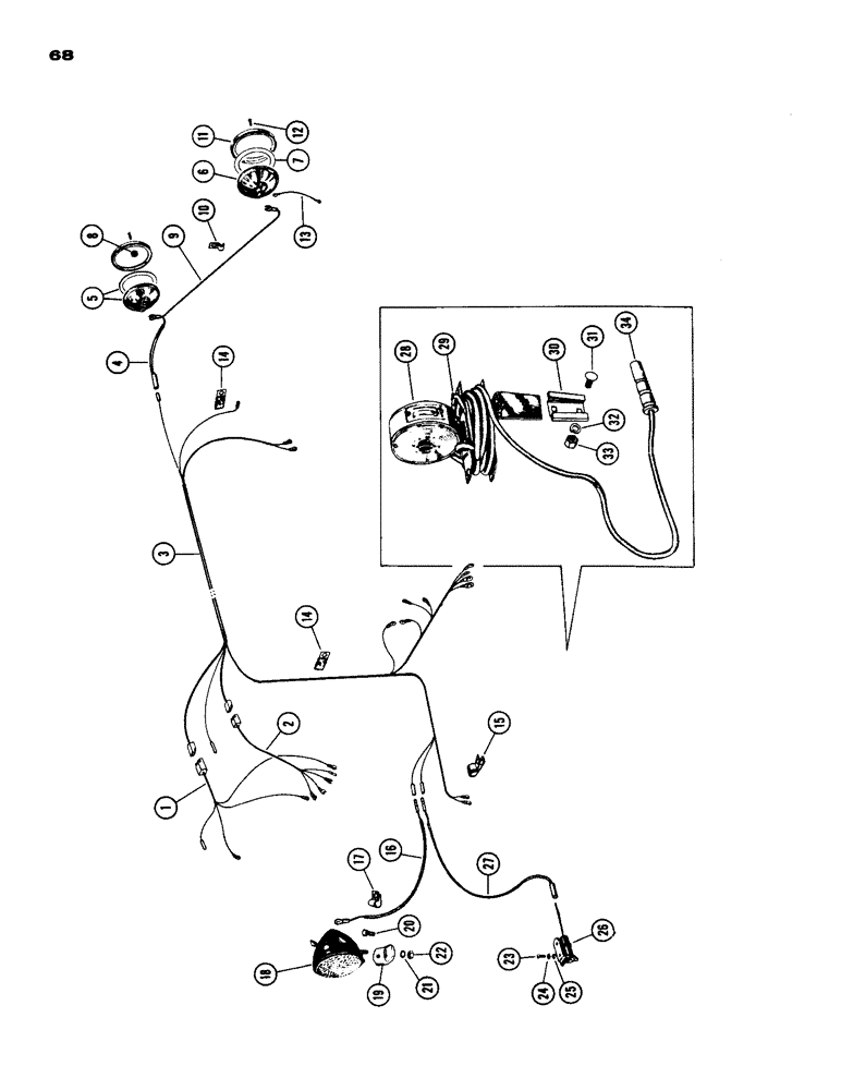 Схема запчастей Case IH 930-SERIES - (068) - LAMP WIRING, DIESEL AND SPARK IGNITION (04) - ELECTRICAL SYSTEMS