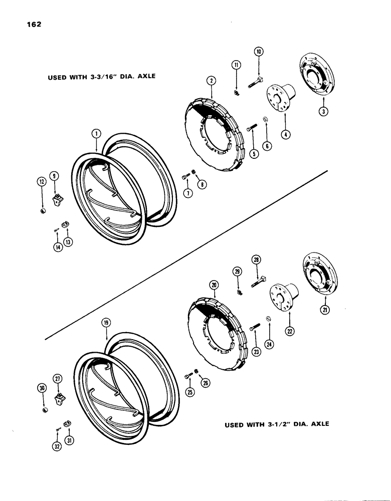 Схема запчастей Case IH 1070 - (162) - REAR WHEELS W/34" RIMS, POWER ADJUSTABLE (06) - POWER TRAIN