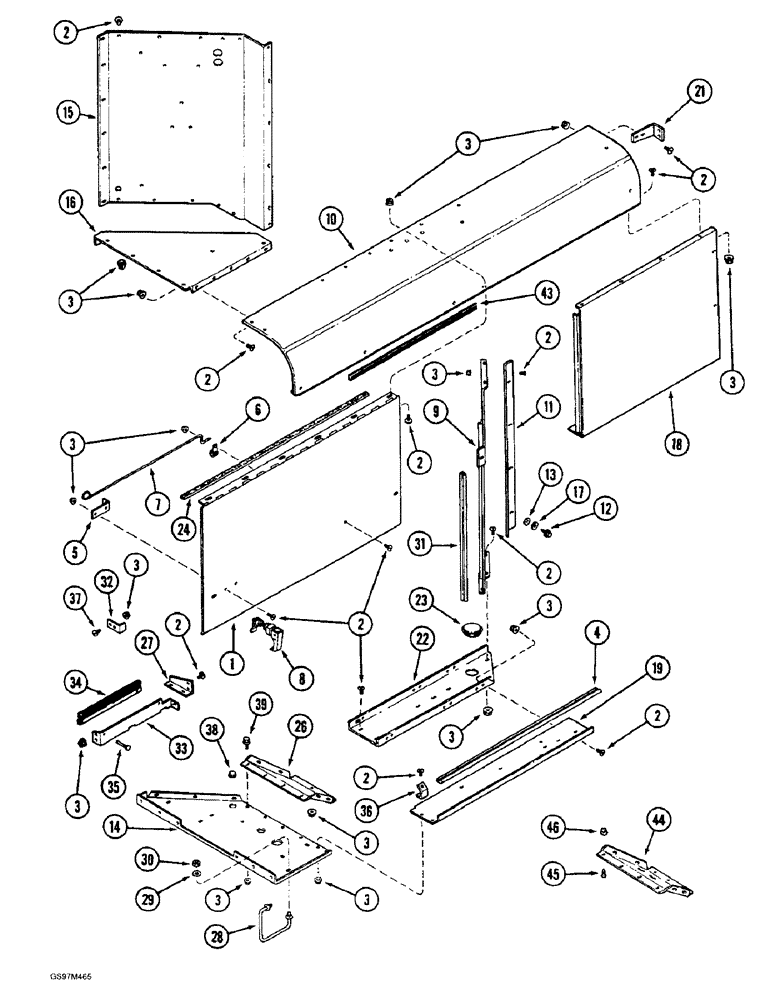 Схема запчастей Case IH 1660 - (2-10) - ROTARY AIR SCREEN CHUTE, PRIOR TO P.I.N. JJC0102713 (01) - ENGINE