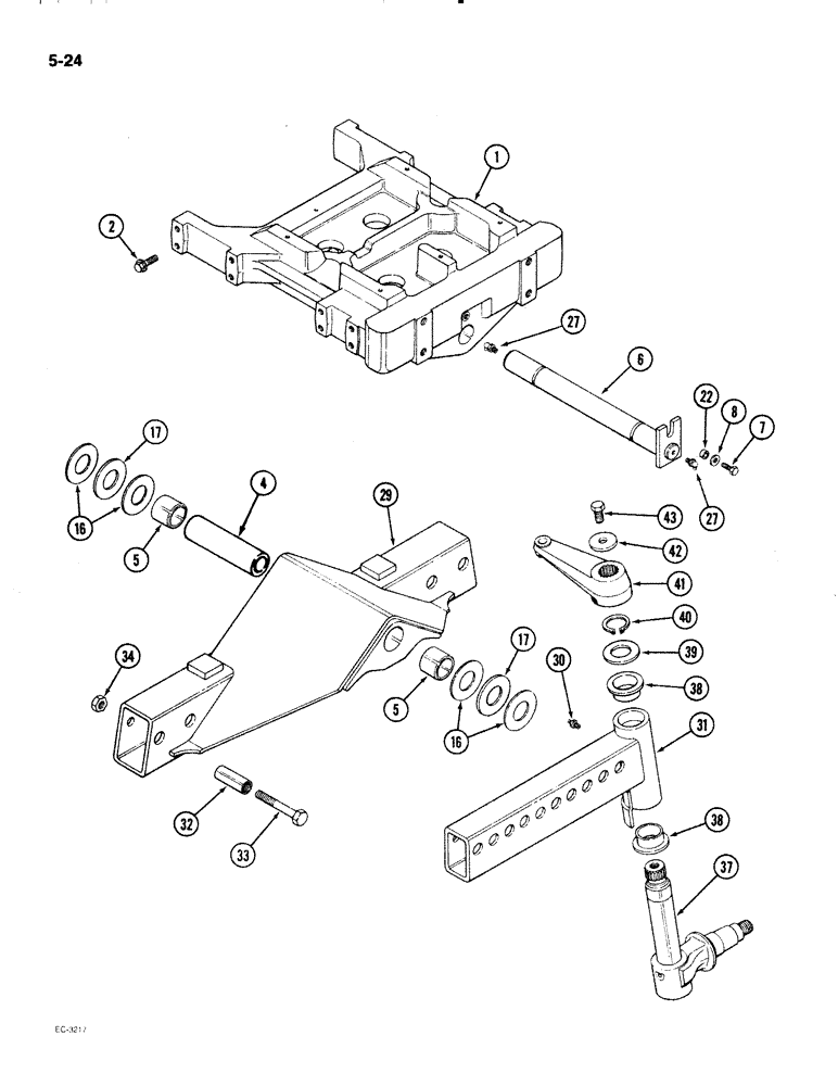 Схема запчастей Case IH 2096 - (5-024) - ADJUSTABLE FRONT AXLES AND SUPPORT (05) - STEERING