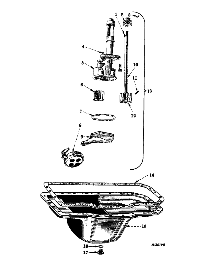 Схема запчастей Case IH FARMALL MV - (054) - DIESEL ENGINE, CRANKCASE OIL PAN AND LUBRICATING OIL PUMP (01) - ENGINE