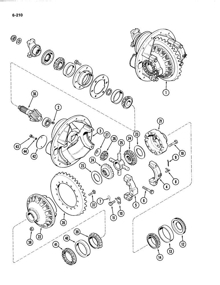 Схема запчастей Case IH 4494 - (6-210) - FRONT AXLE DIFFERENTIAL & CARRIER, STANDARD AXLE DIFFERENTIAL & CARRIER, AXLE S/N 13015953 & AFTER (06) - POWER TRAIN
