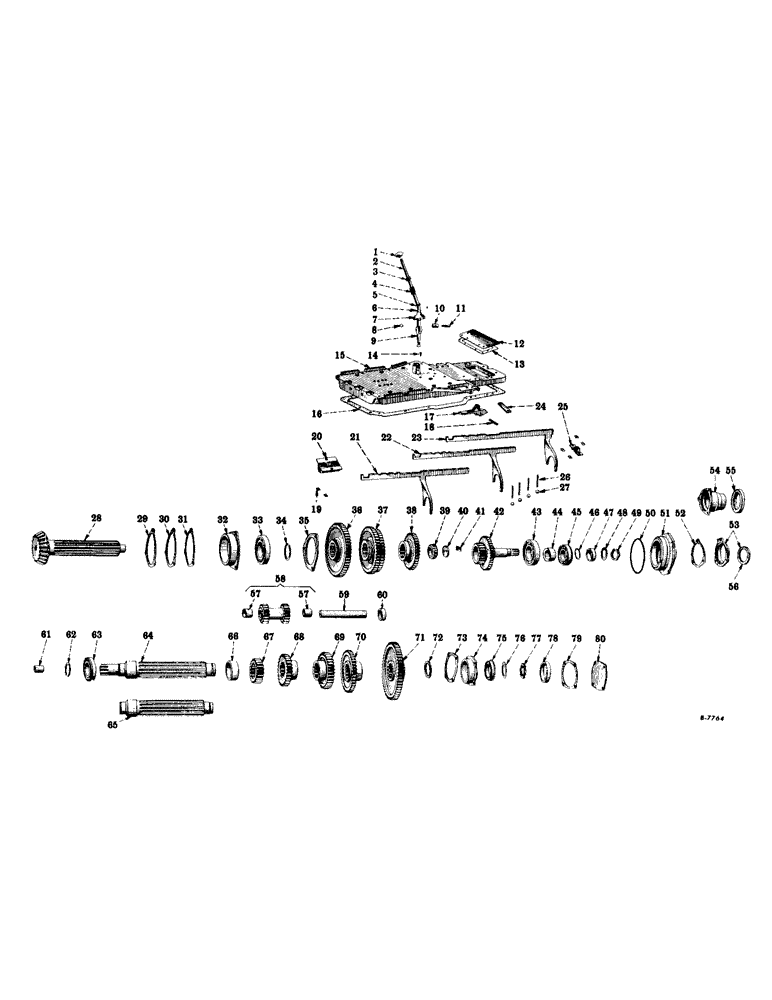 Схема запчастей Case IH SUPER M-TA - (264) - CHASSIS, TRANSMISSION, BALL BEARING, 5 SPEEDS FORWARD, ONE REVERSE, FOR TRACTORS 60001 UP (12) - CHASSIS