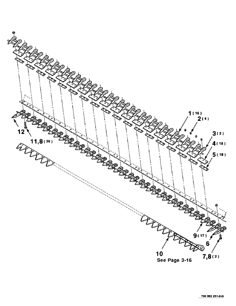 Схема запчастей Case IH 8330 - (3-08) - SICKLE AND GUARD, STUB-ON-STUB, ASSEMBLY, MODEL 8330 ONLY, S/N CFH0003902 AND LATER (09) - CHASSIS