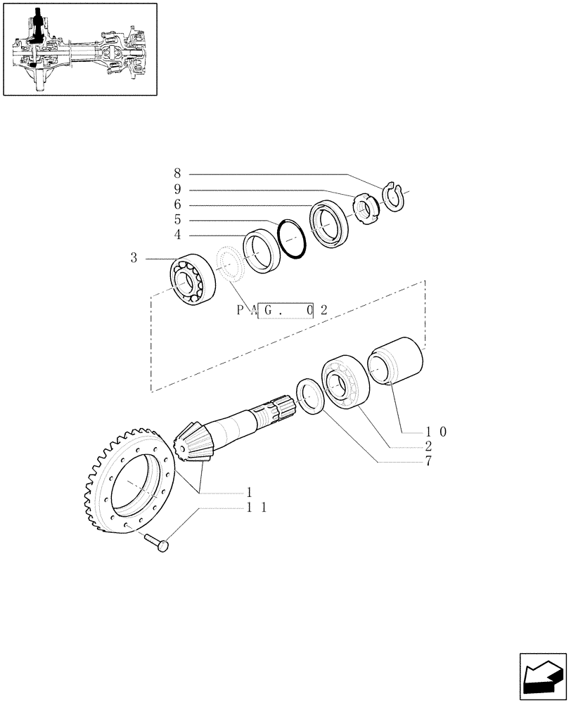 Схема запчастей Case IH PUMA 210 - (1.40.0/06[01]) - 4WD FRONT AXLE - BEVEL GEAR PAIR (04) - FRONT AXLE & STEERING